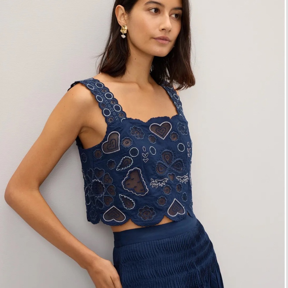 Sea New York Jeanetta Eyelet Cropped Tank Top - Picture 8 of 9